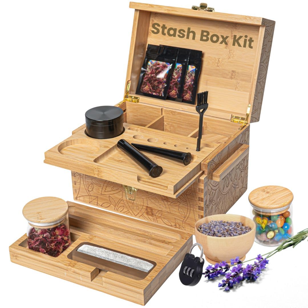 Amazon.com: Stash Box Bamboo Storage Box with Combination Lock